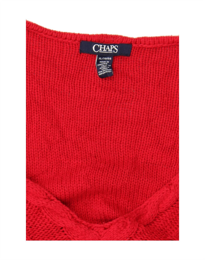 CHAPS Womens V-Neck Jumper Sweater UK 18 XL Red Cotton Vintage Chaps and Second-Hand Chaps from Messina Hembry 