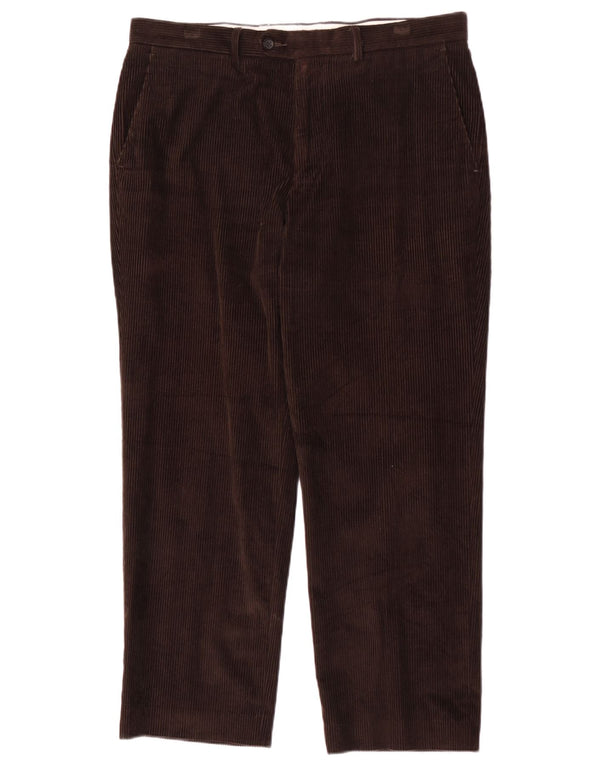 Pantaloni di velluto a coste su misura da uomo Marks & Spencer W36 L29 cotone marrone