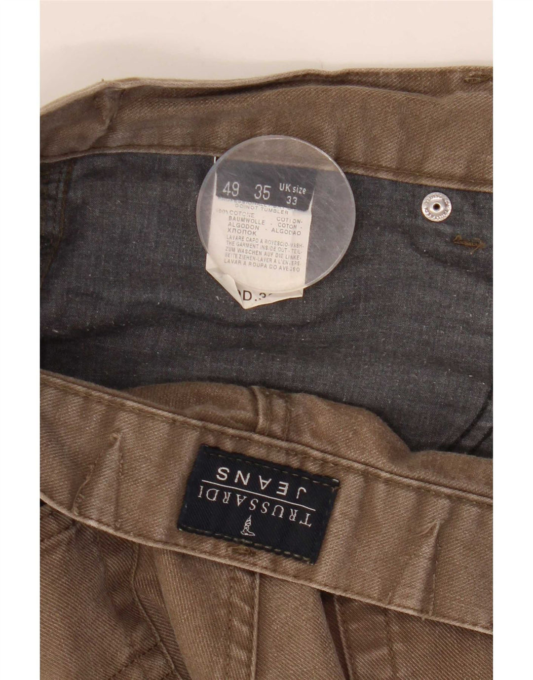 Jeans Straight Uomo Trussardi W33 L27 Cotone Beige
