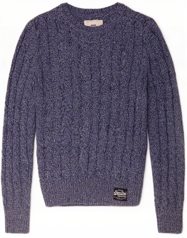Maglione maglione da donna con scollo a barca Superdry UK 14 medio blu navy screziato