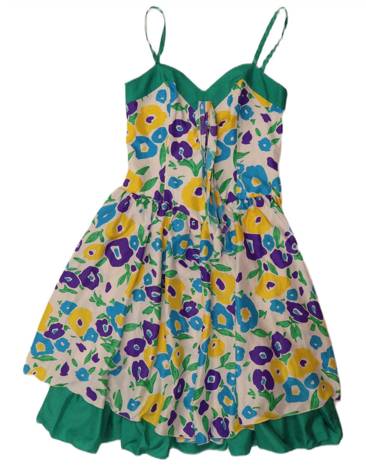 VERA MONT Abito da donna senza maniche a trapezio UK 8 Piccolo floreale bianco