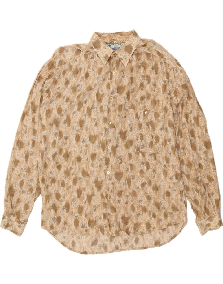 VINTAGE Mens Shirt Medium Brown Floral Viscose Vintage Vintage and Second-Hand Vintage from Messina Hembry 