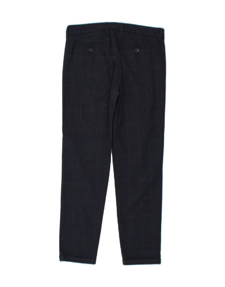 FAY Womens Slim Chino Trousers W31 L29 Navy Blue Check Polyester Vintage Fay and Second-Hand Fay from Messina Hembry 