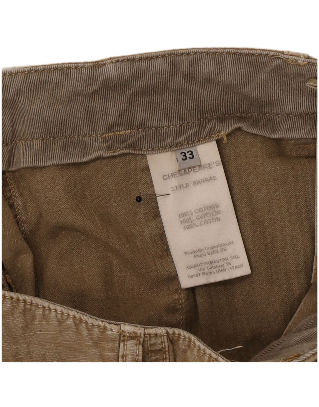 Pantaloncini cargo da uomo vintage W33 cotone gessato medio kaki