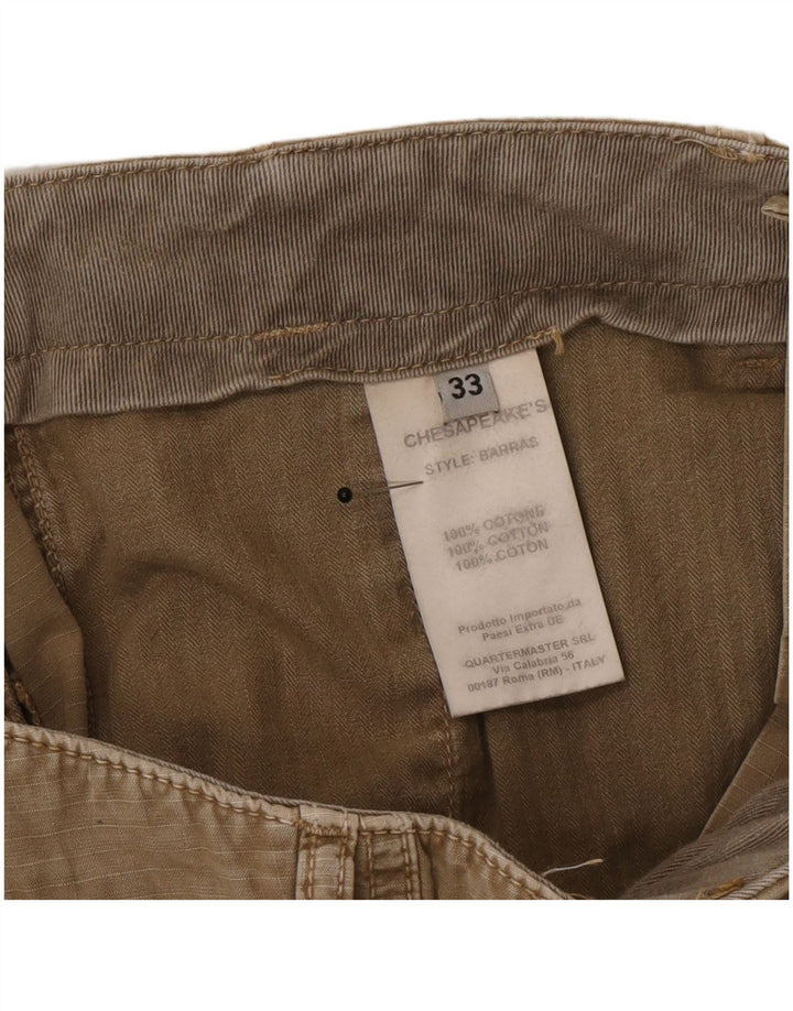Pantaloncini cargo da uomo vintage W33 cotone gessato medio kaki