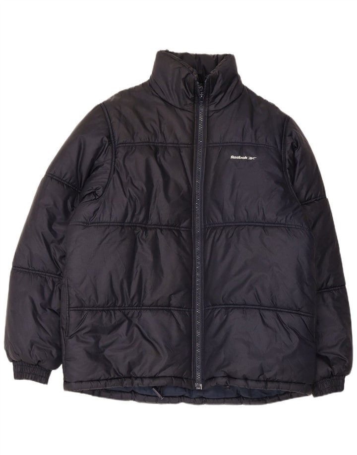 Giacca imbottita da uomo Reebok UK 40 Large Navy Blue Nylon