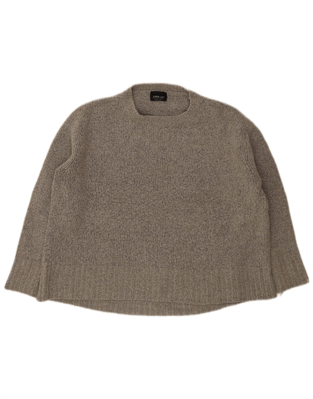 Maglione girocollo oversize da donna Zara UK 10 piccolo acrilico grigio