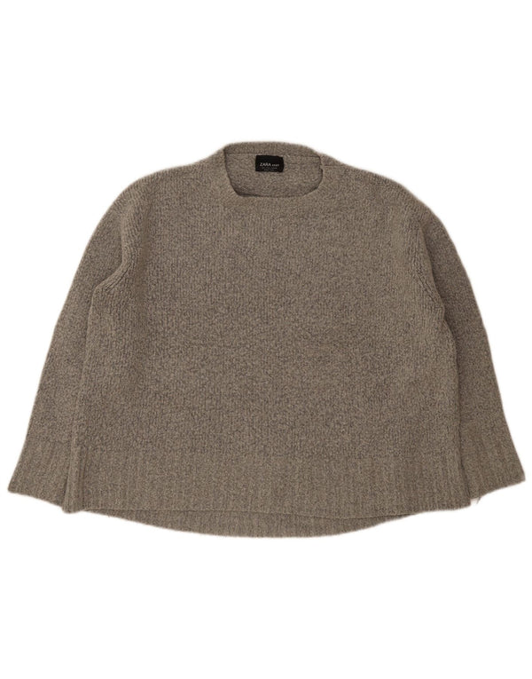 Maglione girocollo oversize da donna Zara UK 10 piccolo acrilico grigio