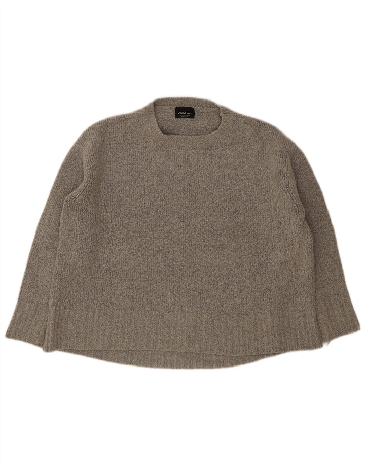 Maglione girocollo oversize da donna Zara UK 10 piccolo acrilico grigio