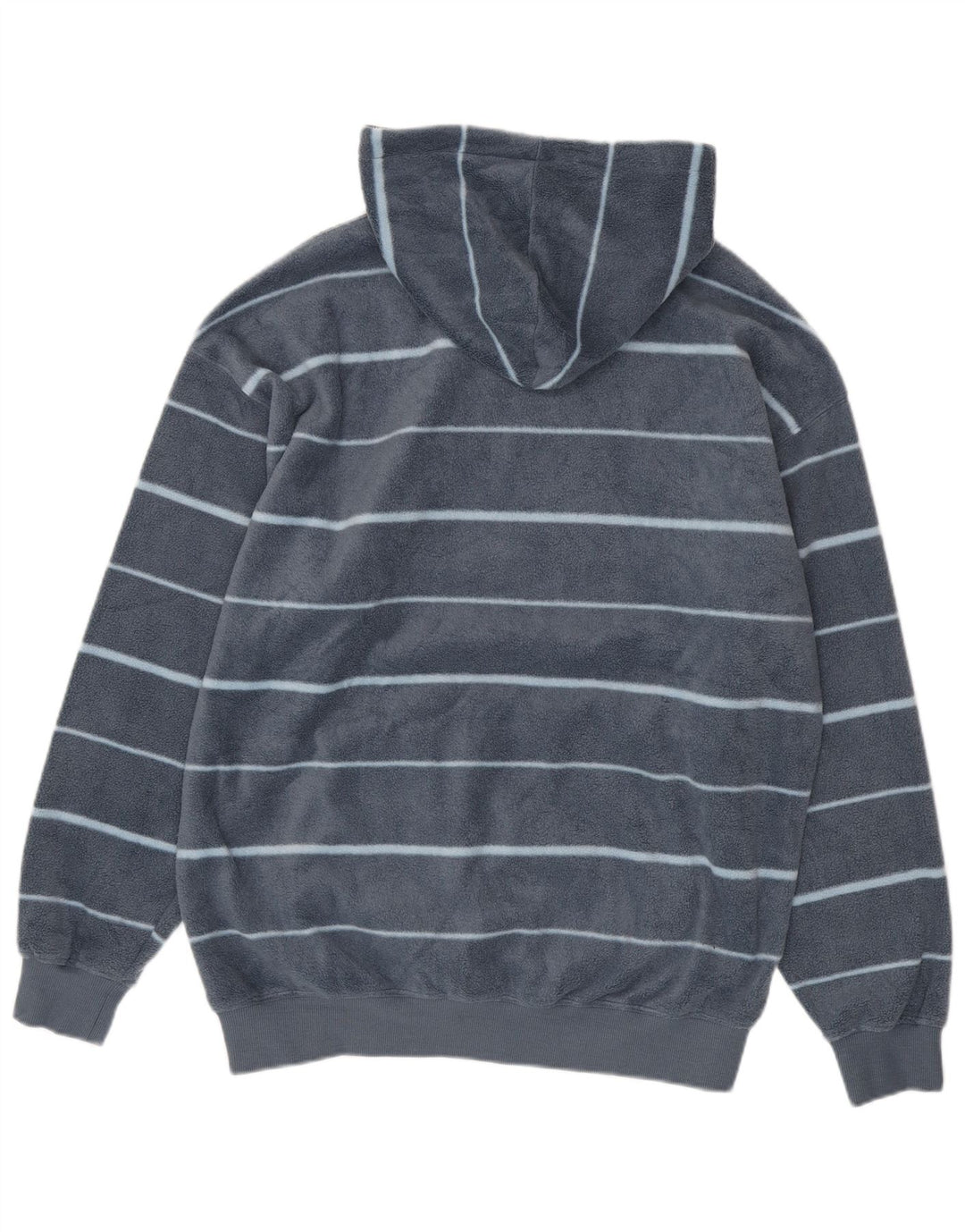 VOLCOM Mens Hooded Fleece Jumper Medium Blue Striped Polyester