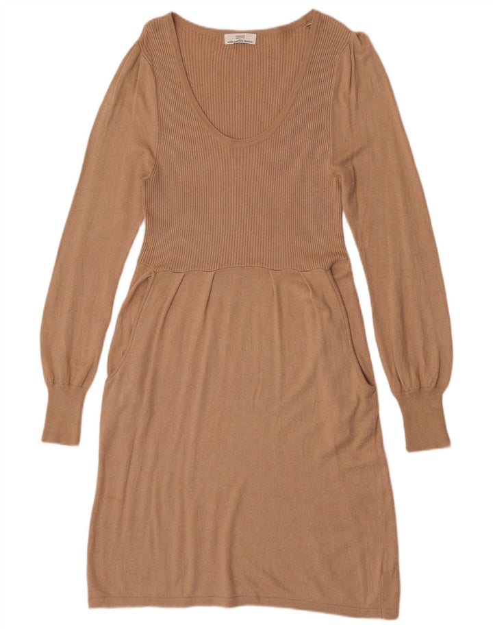 Abito maglione da donna Marks & Spencer UK 14 Viscosa beige medio