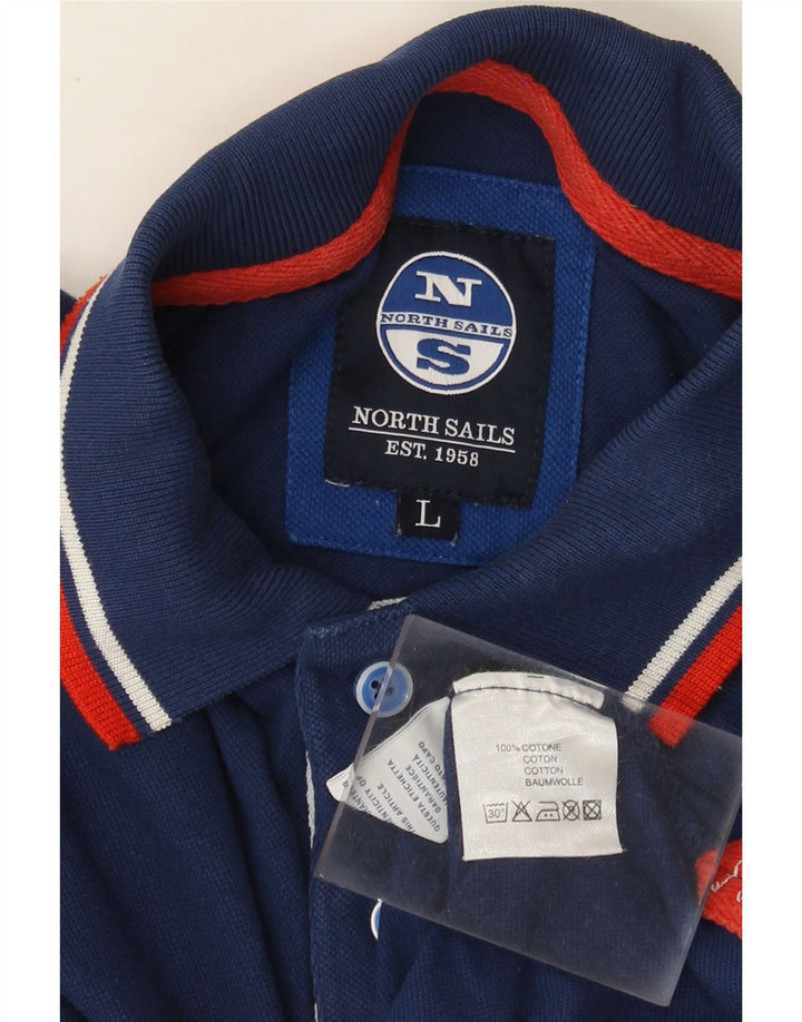 Polo grafica da uomo North Sails grande in cotone blu navy
