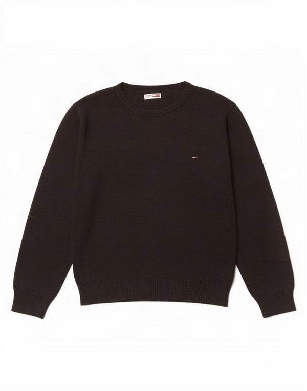 Tommy Hilfiger Mens Crew Neck Jumper Sweater Large Black Cotton