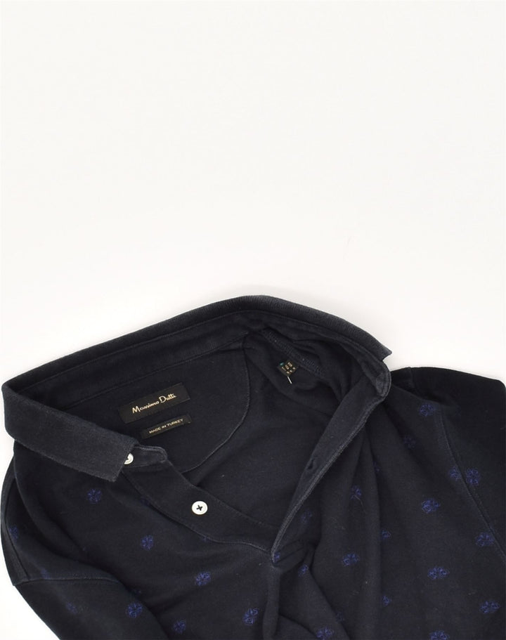 MASSIMO DUTTI Mens Polo Shirt Medium Black Floral Cotton | Vintage Massimo Dutti | Thrift | Second-Hand Massimo Dutti | Used Clothing | Messina Hembry 