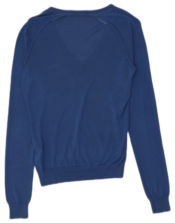 Maglione maglione con scollo a V da donna Dsquared2 UK 12 Seta blu medio