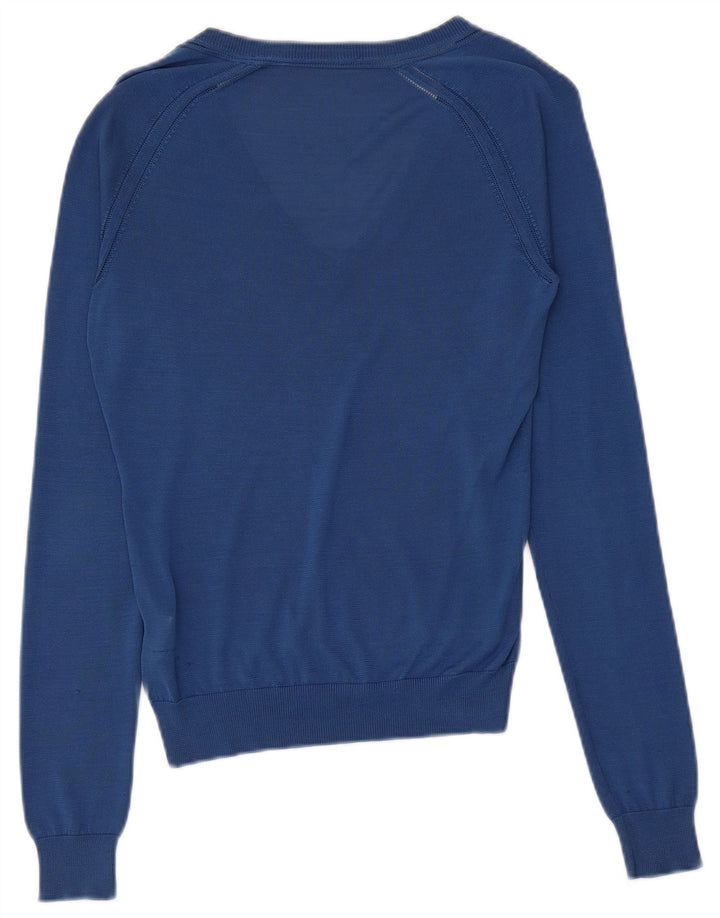 Maglione maglione con scollo a V da donna Dsquared2 UK 12 Seta blu medio