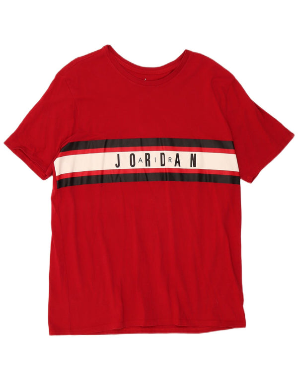 T-shirt grafica da uomo Jordan Top XL in cotone color block rosso