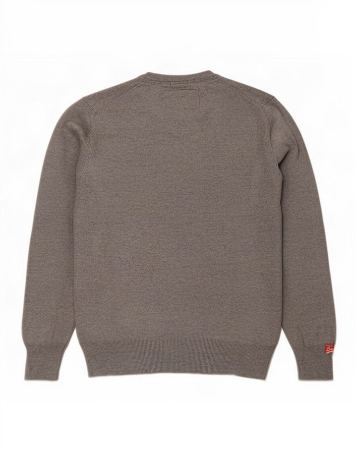 Maglione da uomo con scollo a V Superdry, grande cotone grigio
