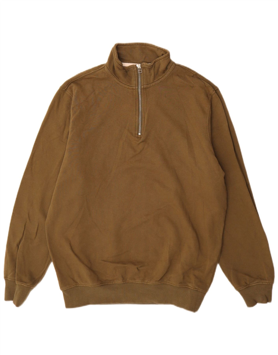 Felpa da uomo con collo con zip John Lewis, maglione grande, cotone kaki