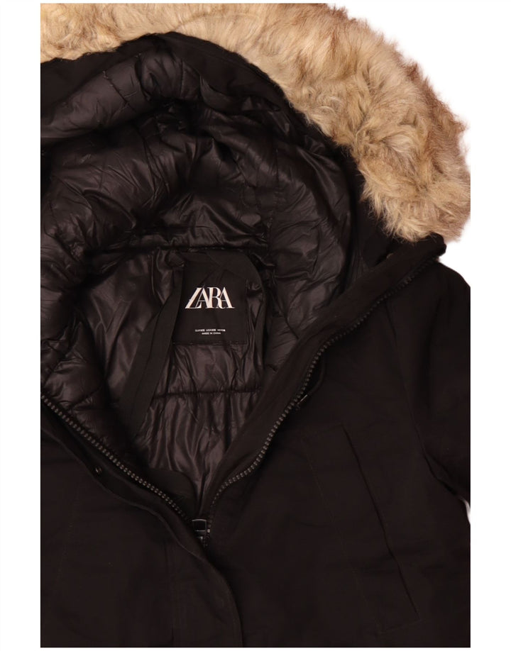 Giacca Parka oversize con cappuccio da donna Zara UK 6 XS poliestere nero