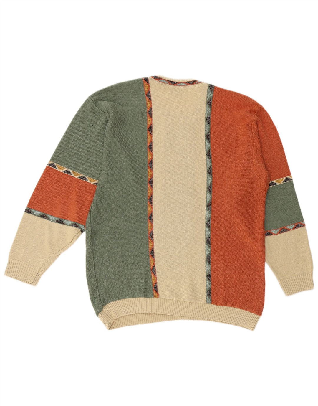 BERTO LUCCI Maglione maglione girocollo da uomo grande geometrico multicolore