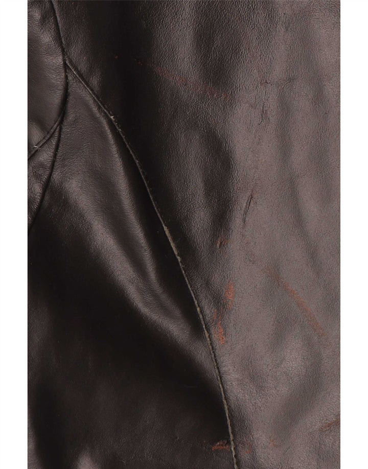 Cappotto in pelle da donna VINTAGE UK 14 Pelle nera media