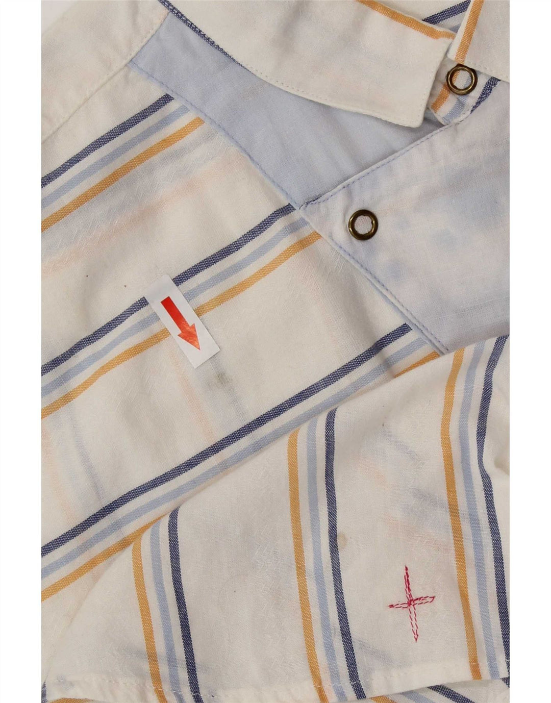 Camicia pullover vintage da uomo a maniche corte a righe bianche medie