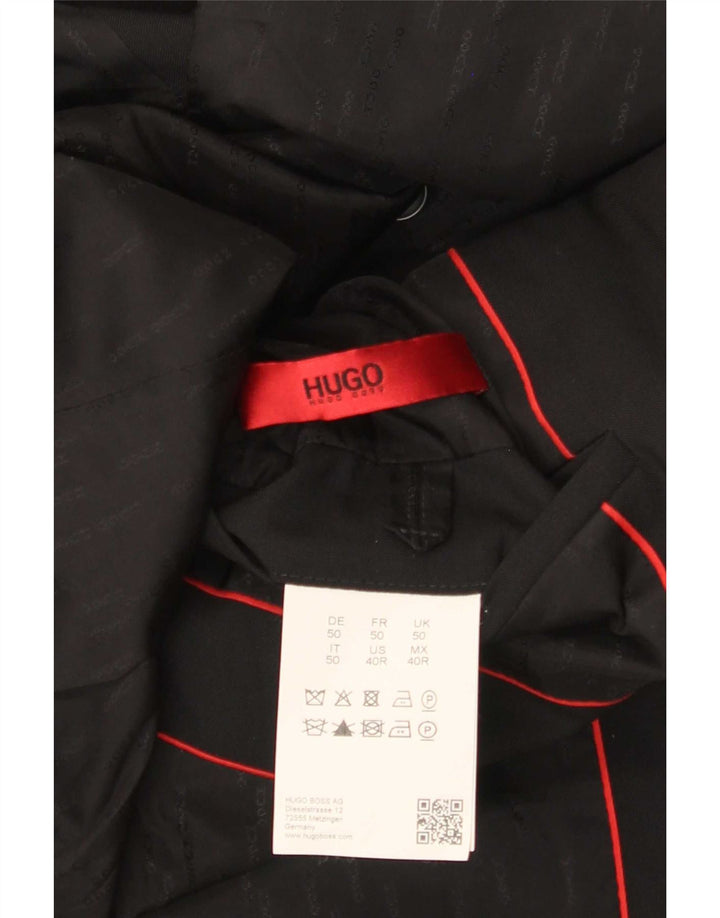 Giacca blazer da uomo a 2 bottoni Hugo Boss EU 50 grande lana nera