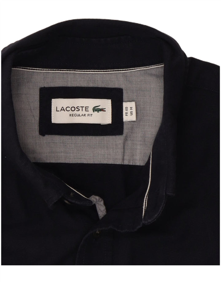Camicia Lacoste da uomo a maniche corte vestibilità regolare in cotone blu navy medio