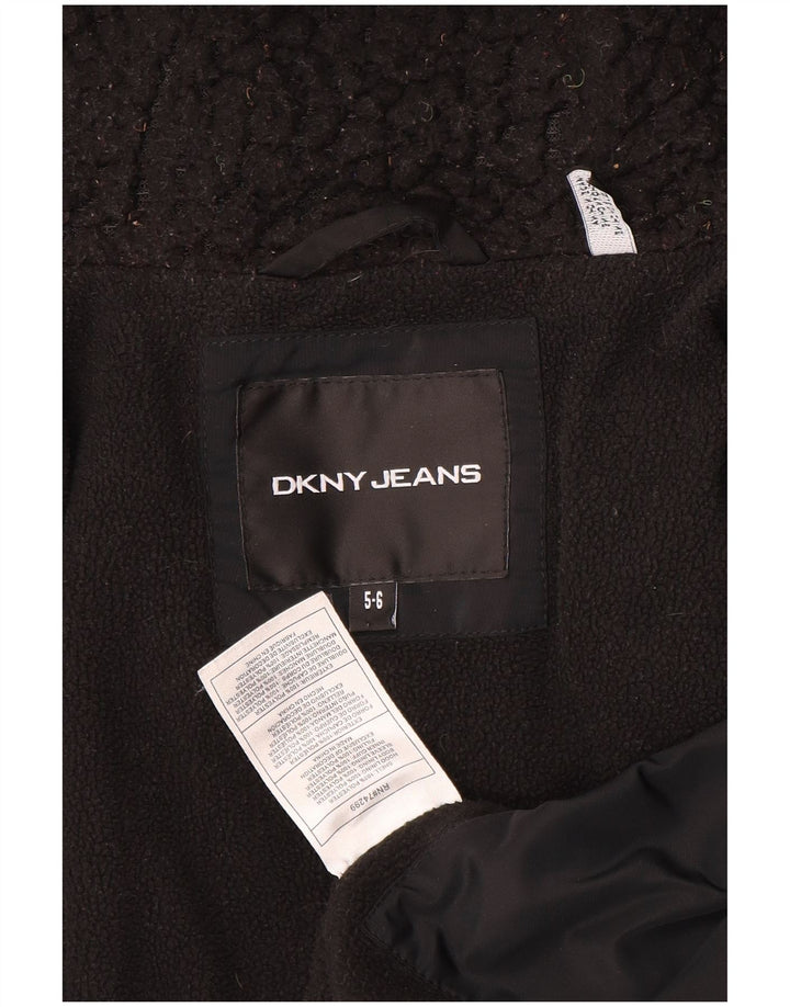 Giacca imbottita con cappuccio grafica Dkny per ragazzi 5-6 anni in poliestere nero