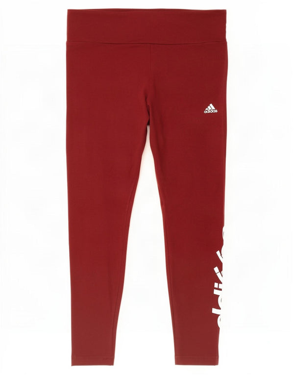 Leggings grafici da donna Adidas UK 20/22 XL Borgogna cotone
