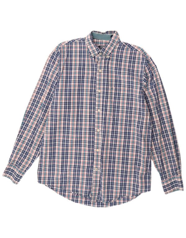 Camicia da uomo Izod piccola in cotone a quadretti blu