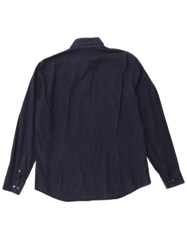 CALVIN KLEIN Camicia slim fit da uomo taglia 16 1/2 large cotone blu navy