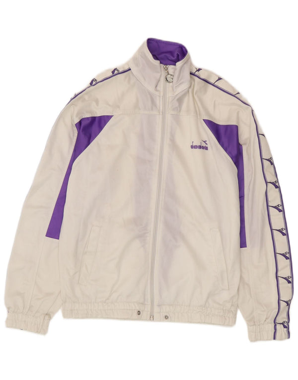 Giacca da tuta grafica da donna Diadora UK 10 Small White Colourblock