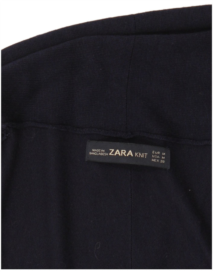 ZARA Maglione Cardigan Aperto da Donna a Linea Lunga UK 12 Medio Blu Navy