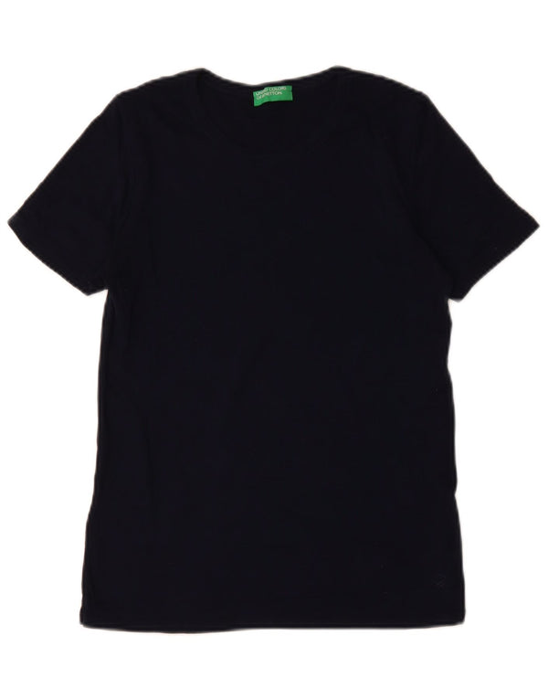 T-shirt da donna BENETTON Top UK 12 medio cotone blu navy