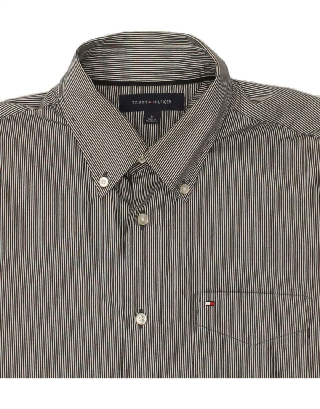 TOMMY HILFIGER Mens Shirt Medium Grey Pinstripe Cotton Vintage Tommy Hilfiger and Second-Hand Tommy Hilfiger from Messina Hembry 