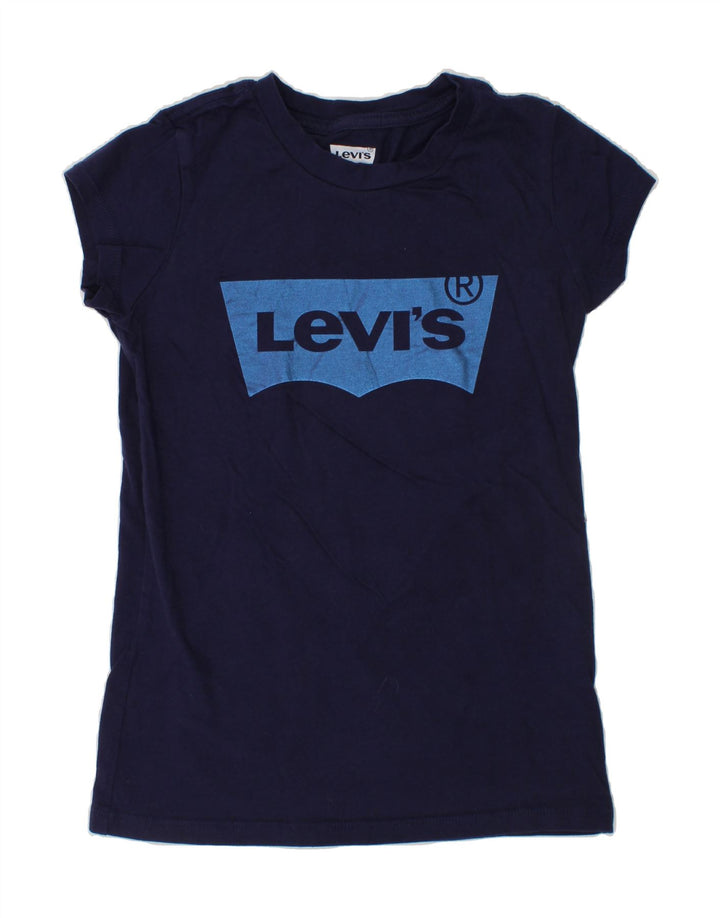 LEVI'S Girls Graphic T-Shirt Top 10-11 Years Medium  Navy Blue Vintage Levi's and Second-Hand Levi's from Messina Hembry 