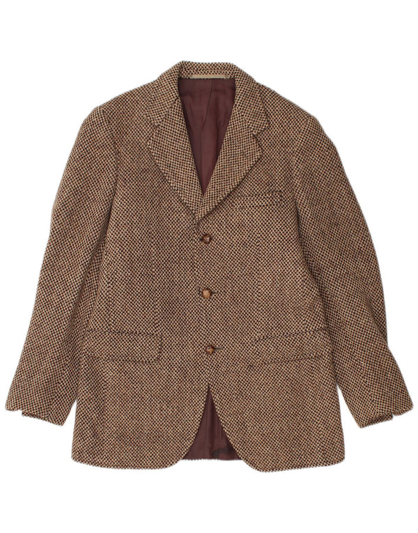 HARRIS TWEED Giacca blazer a 3 bottoni da uomo UK 38 Lana nuova marrone medio