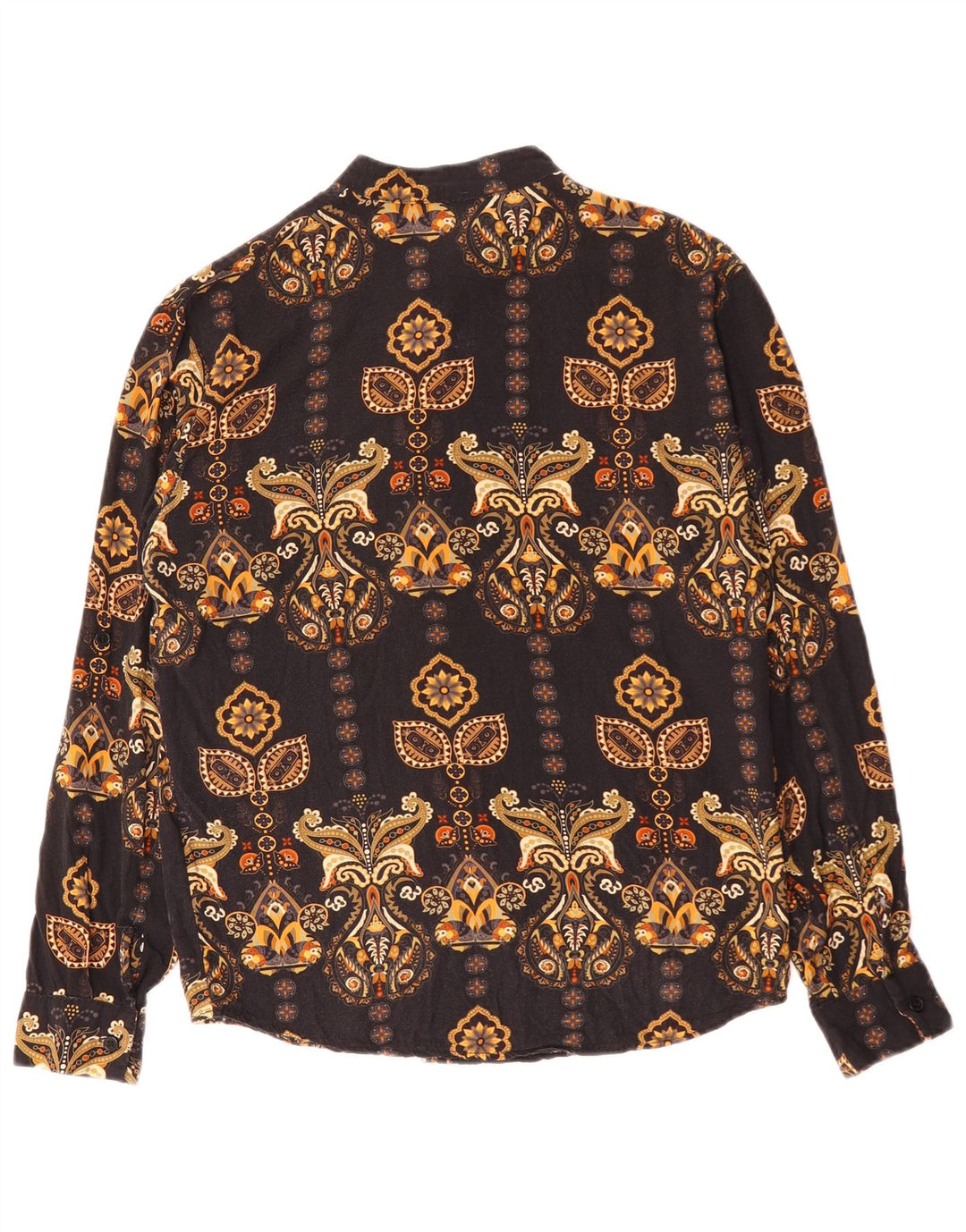 ADON Camicia da uomo piccola nera con motivo cachemire