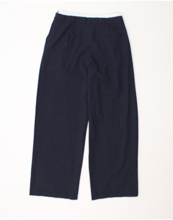 Pantaloni Zara da donna a vita alta a gamba larga piccoli W27 L29 a righe blu navy