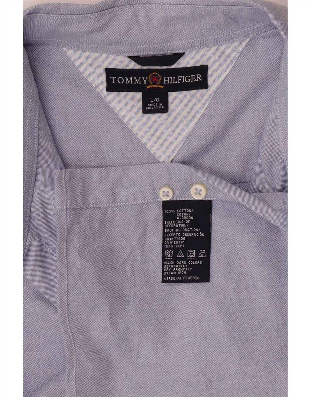 Camicia da uomo Regular Fit Tommy Hilfiger Large in cotone blu