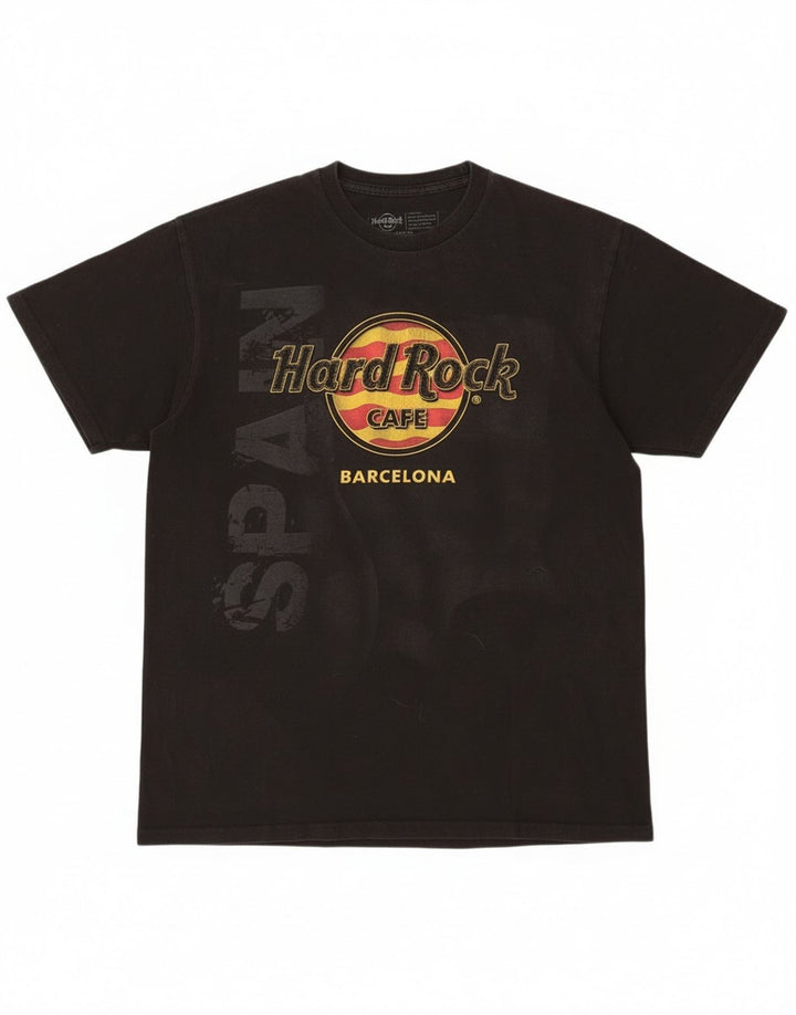 T-shirt grafica da uomo Hard Rock Cafe Barcelona, cotone nero medio