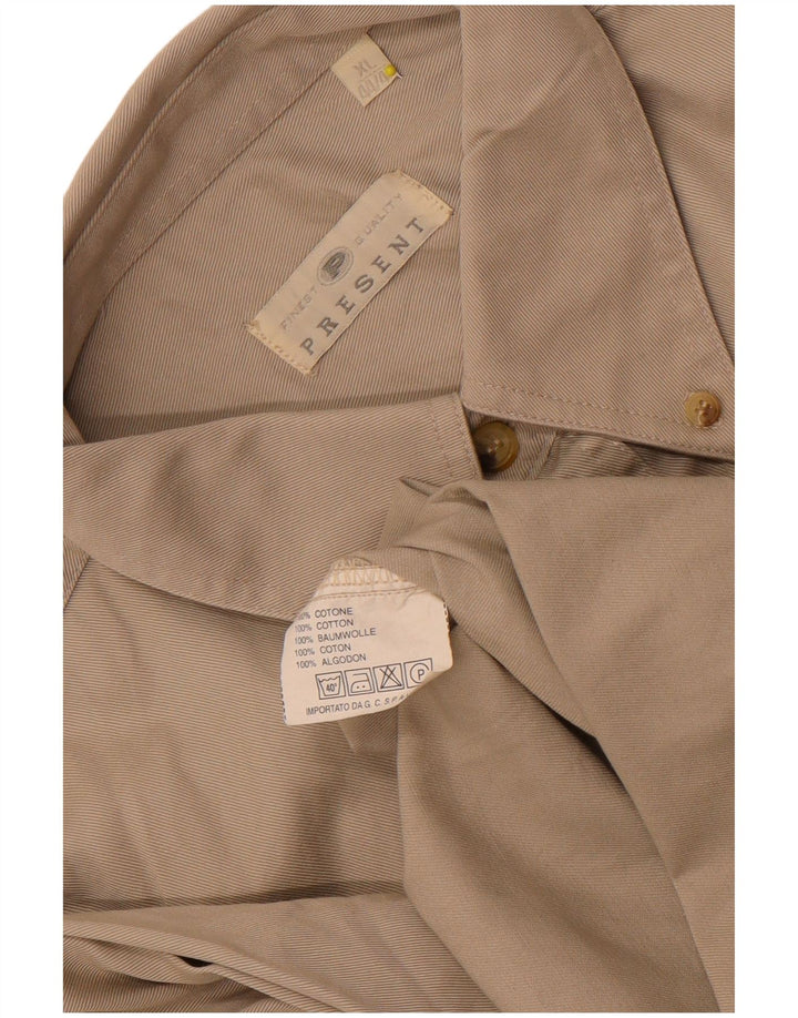 Camicia da uomo vintage taglia 44/46 XL in cotone beige