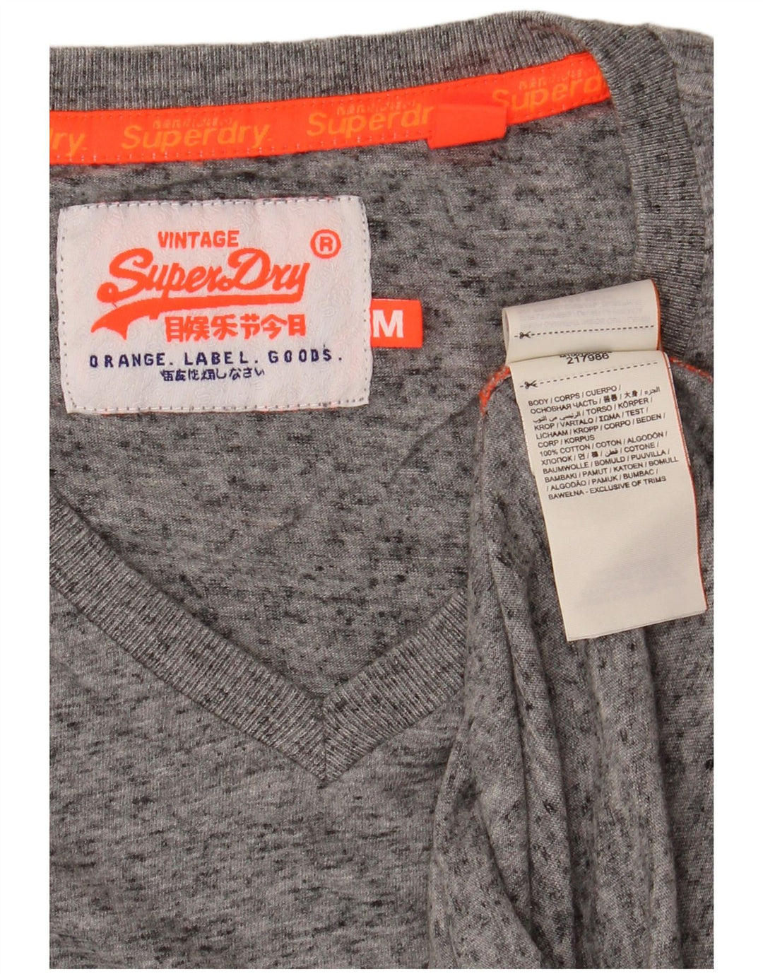 T-shirt da uomo SUPERDRY Top in cotone chiazzato grigio medio