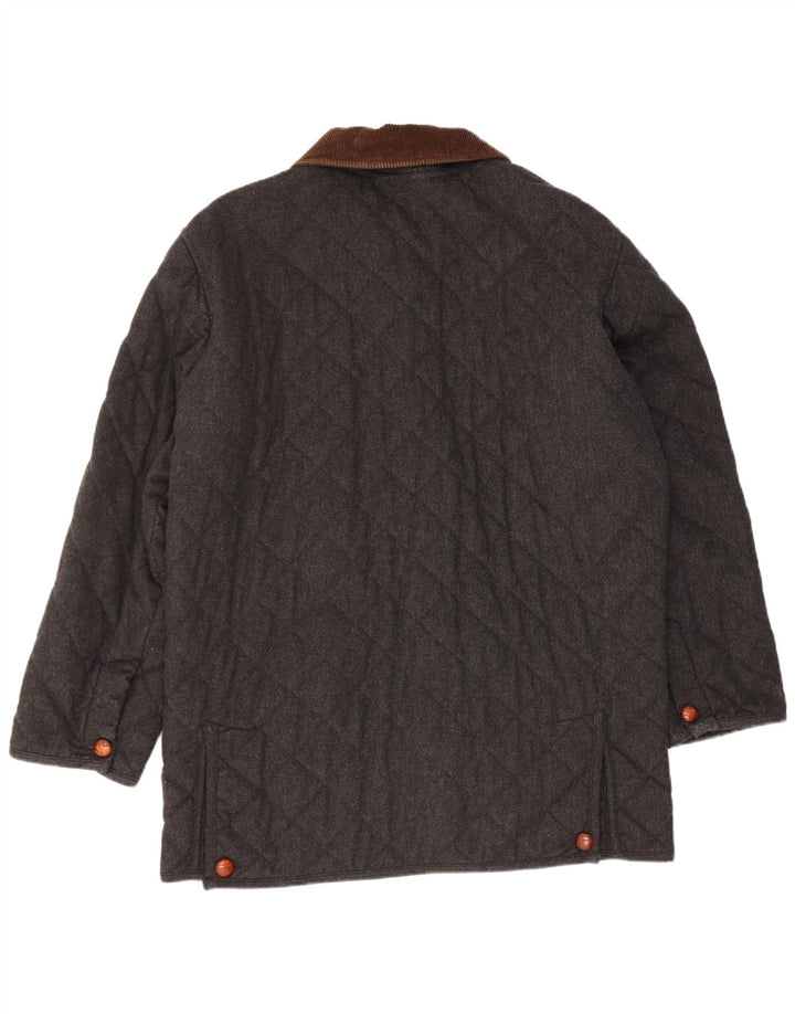 Cappotto trapuntato da uomo Norton & Wilson UK 40 Large in lana color block grigio