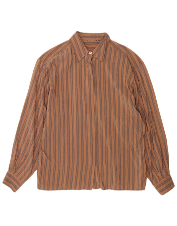 Camicia vintage da donna UK 18 XL a righe marroni