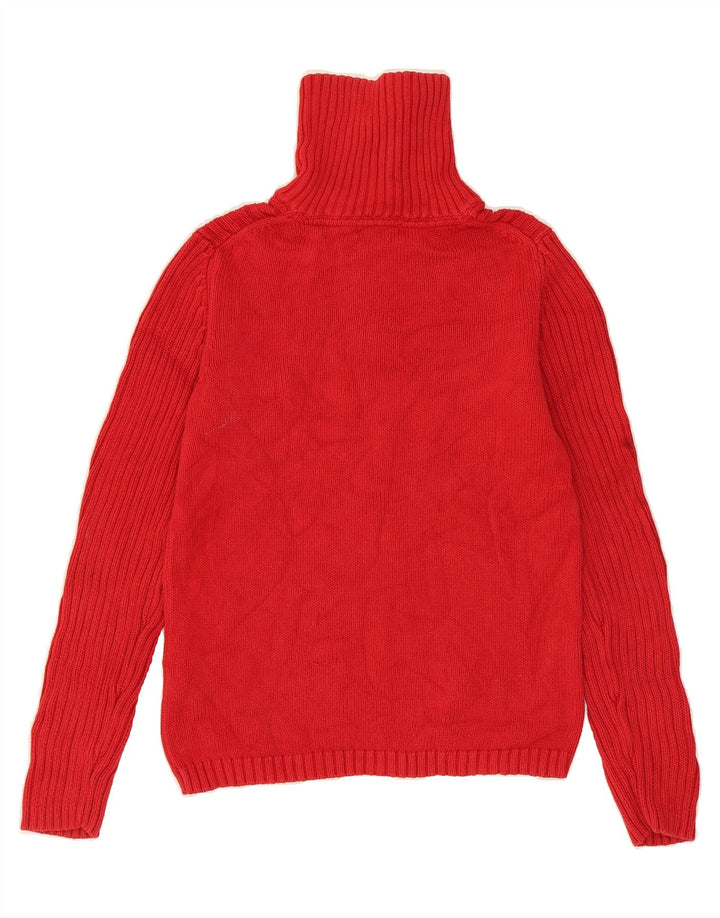 TOMMY HILFIGER Womens Zip Neck Jumper Sweater UK 12 Medium Red Cotton Vintage Tommy Hilfiger and Second-Hand Tommy Hilfiger from Messina Hembry 