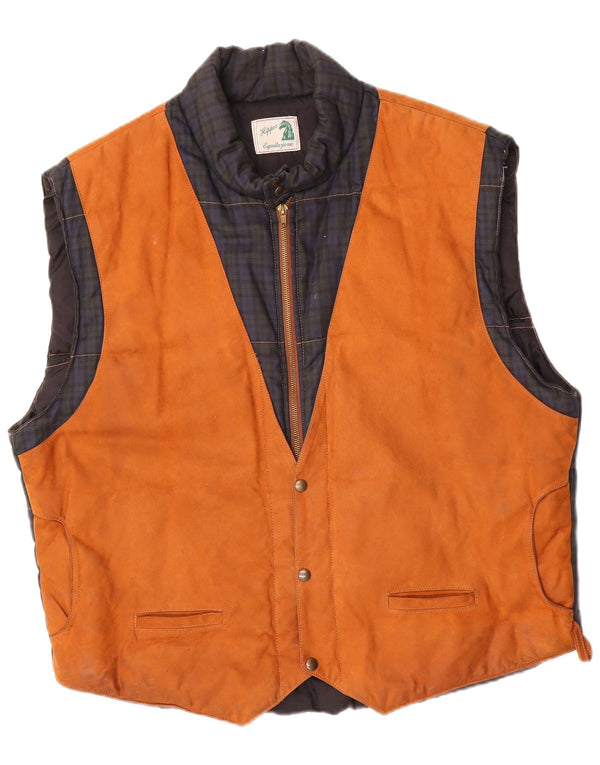 Gilet imbottito da equitazione vintage da uomo UK 42 XL a quadri beige
