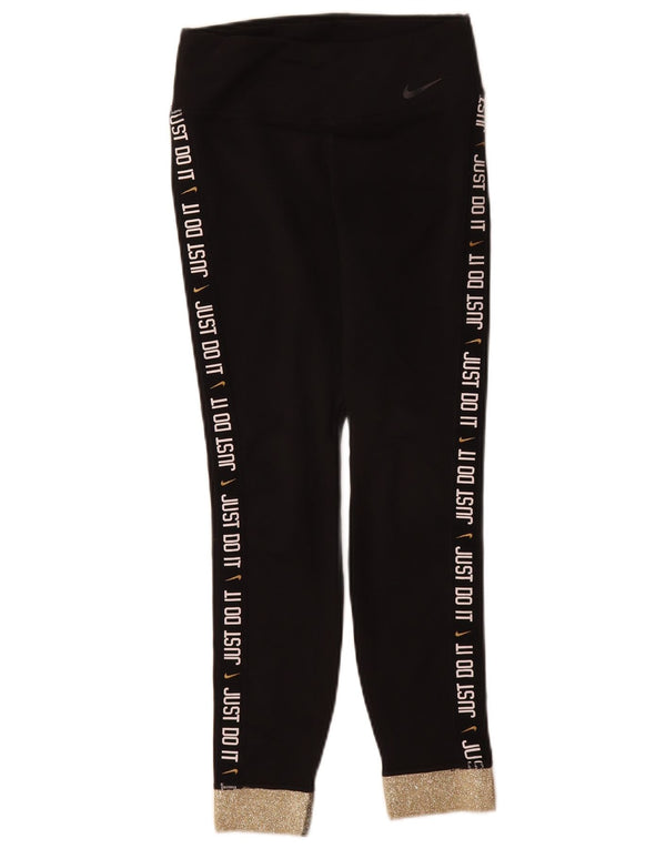 Leggings grafici Nike da donna Dri Fit UK 4 XS poliestere color block nero